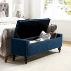 Classic Button-Tufted Flip-Top Storage Bench with Copper Nailhead Trims