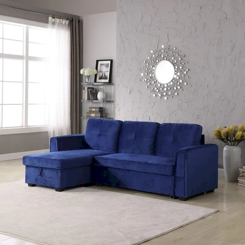 Modern Upholstered Living Room Storage Chaise Sectional Sofa