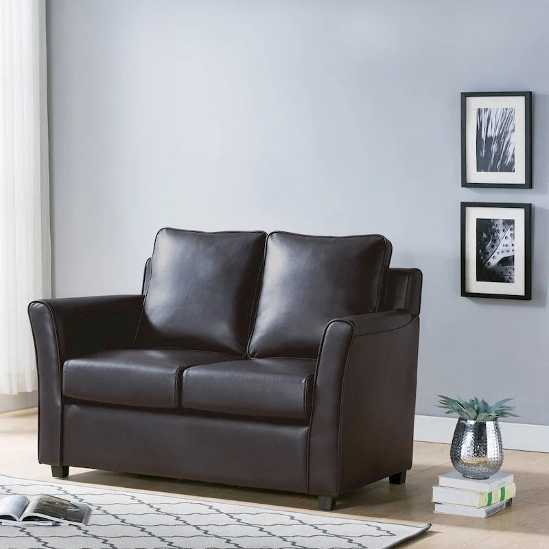 Contemporary Upholstered Flared-Arm Loveseat – Pocket Coil, Solid Wood Frame