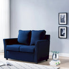 Contemporary Upholstered Flared-Arm Loveseat – Pocket Coil, Solid Wood Frame