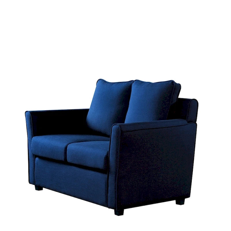 Contemporary Upholstered Flared-Arm Loveseat – Pocket Coil, Solid Wood Frame