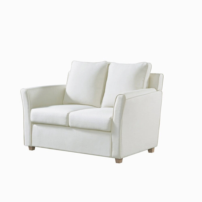 Contemporary Upholstered Flared-Arm Loveseat – Pocket Coil, Solid Wood Frame