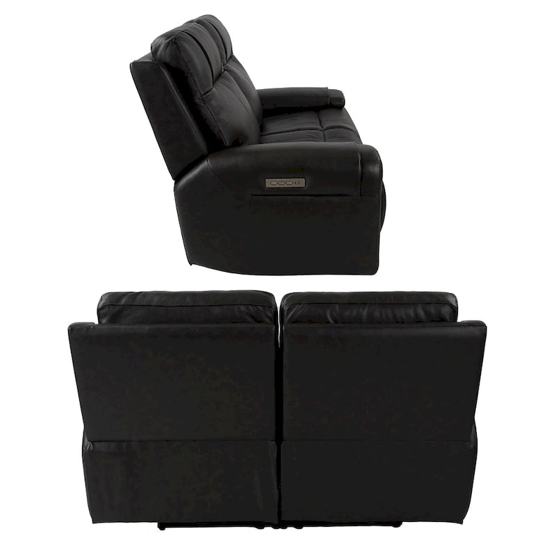 Top Grain Leather Power Reclining Loveseat – USB Charging, Adjustable Headrest & Lumbar