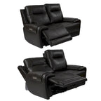 Top Grain Leather Power Reclining Loveseat – USB Charging, Adjustable Headrest & Lumbar
