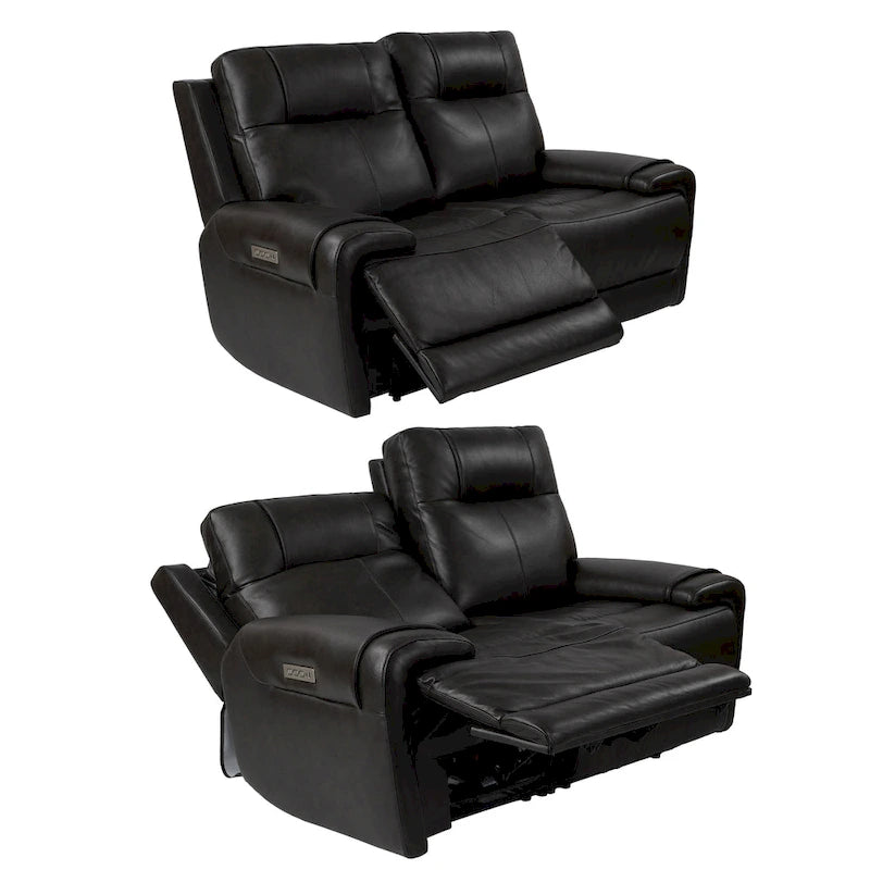 Top Grain Leather Power Reclining Loveseat – USB Charging, Adjustable Headrest & Lumbar