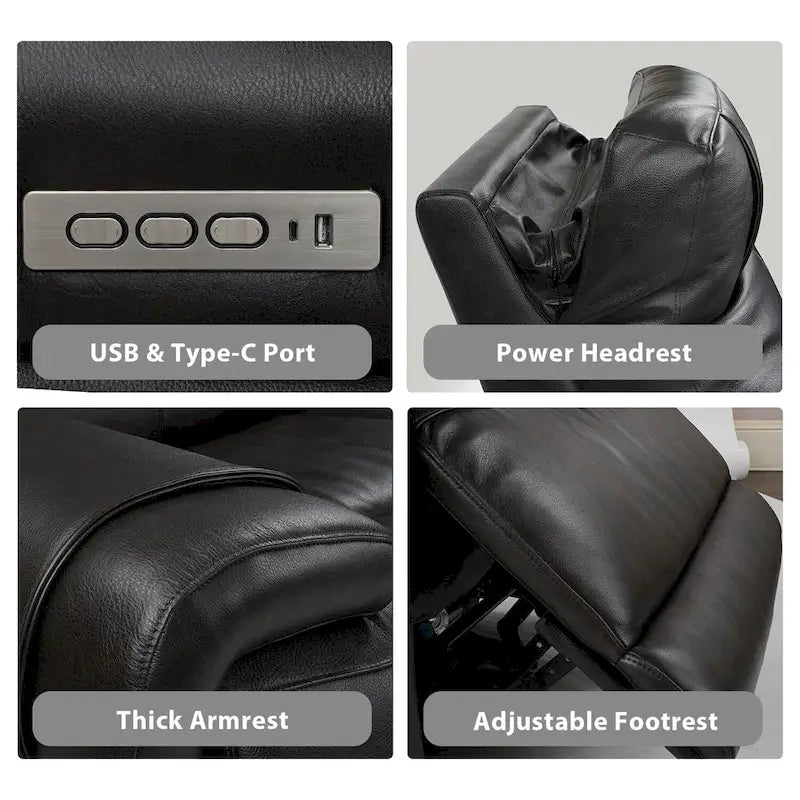 Top Grain Leather Power Reclining Loveseat – USB Charging, Adjustable Headrest & Lumbar