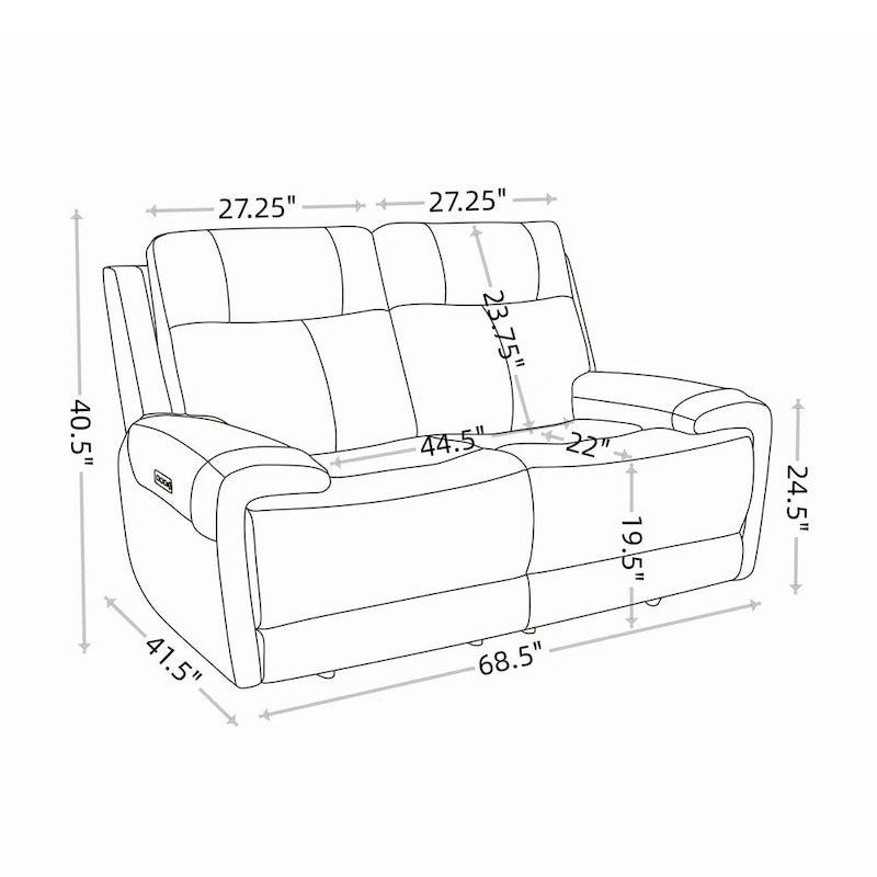Top Grain Leather Power Reclining Loveseat – USB Charging, Adjustable Headrest & Lumbar