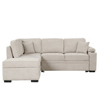 87.4 2 in 1 Pull Out Sleeper Sofa Bed L Shape Couch with Storage Ottoman