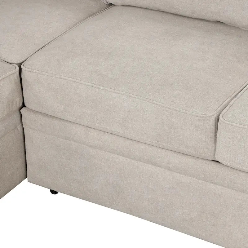 87.4 2 in 1 Pull Out Sleeper Sofa Bed L Shape Couch with Storage Ottoman