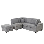 87.4 2 in 1 Pull Out Sleeper Sofa Bed L Shape Couch with Storage Ottoman