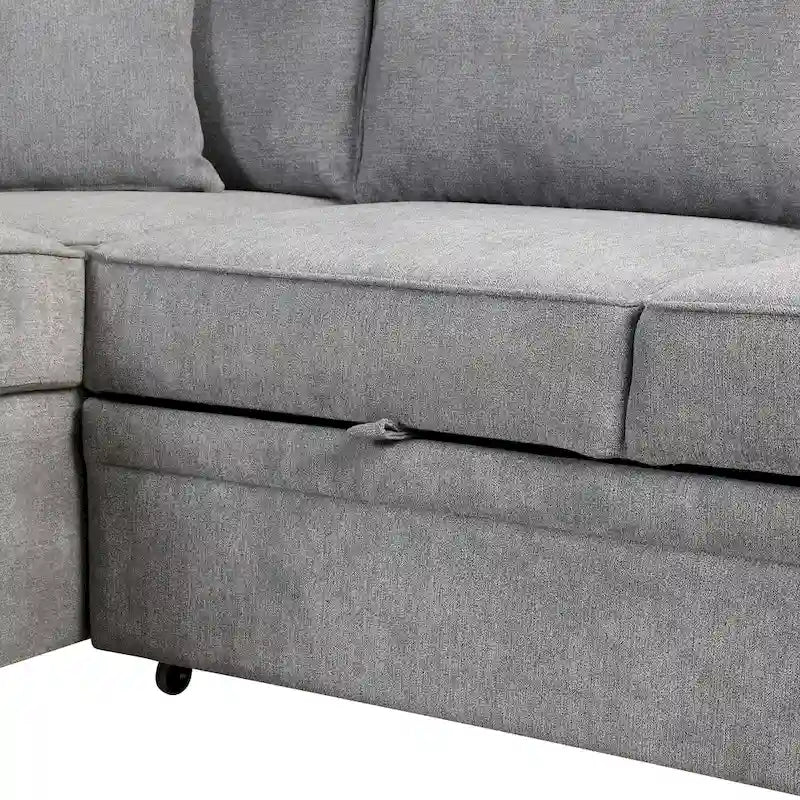 87.4 2 in 1 Pull Out Sleeper Sofa Bed L Shape Couch with Storage Ottoman
