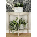 Half Moon Entryway Console Accent Table – Turned Legs, Light Grey Finish