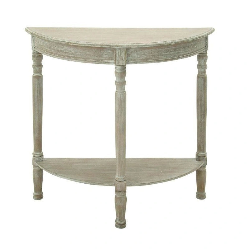 Half Moon Entryway Console Accent Table – Turned Legs, Light Grey Finish