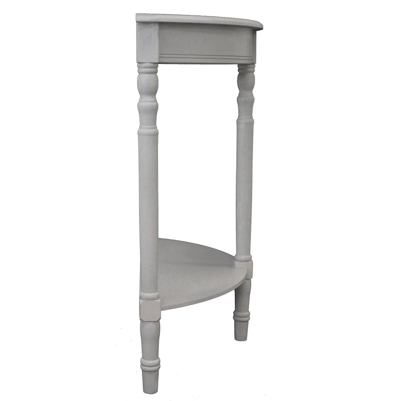 Half Moon Entryway Console Accent Table – Turned Legs, Light Grey Finish
