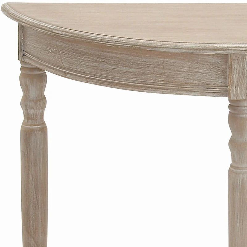 Half Moon Entryway Console Accent Table – Turned Legs, Light Grey Finish