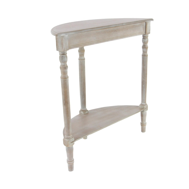 Half Moon Entryway Console Accent Table – Turned Legs, Light Grey Finish