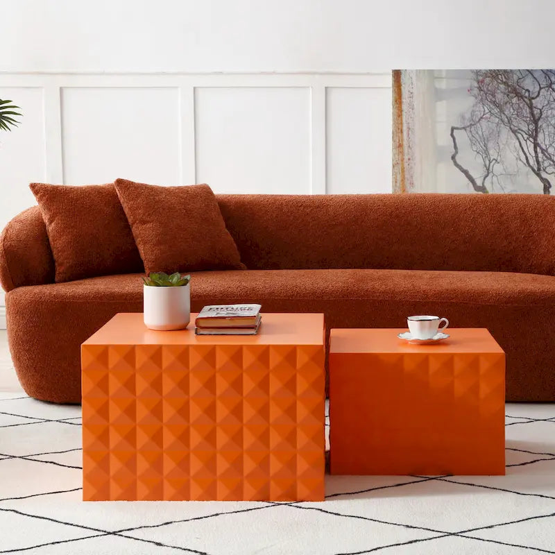 Modern Glam Square Nesting Coffee End Side Table for Living Room(Set of 2)