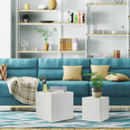 Modern Glam Square Nesting Coffee End Side Table for Living Room(Set of 2)