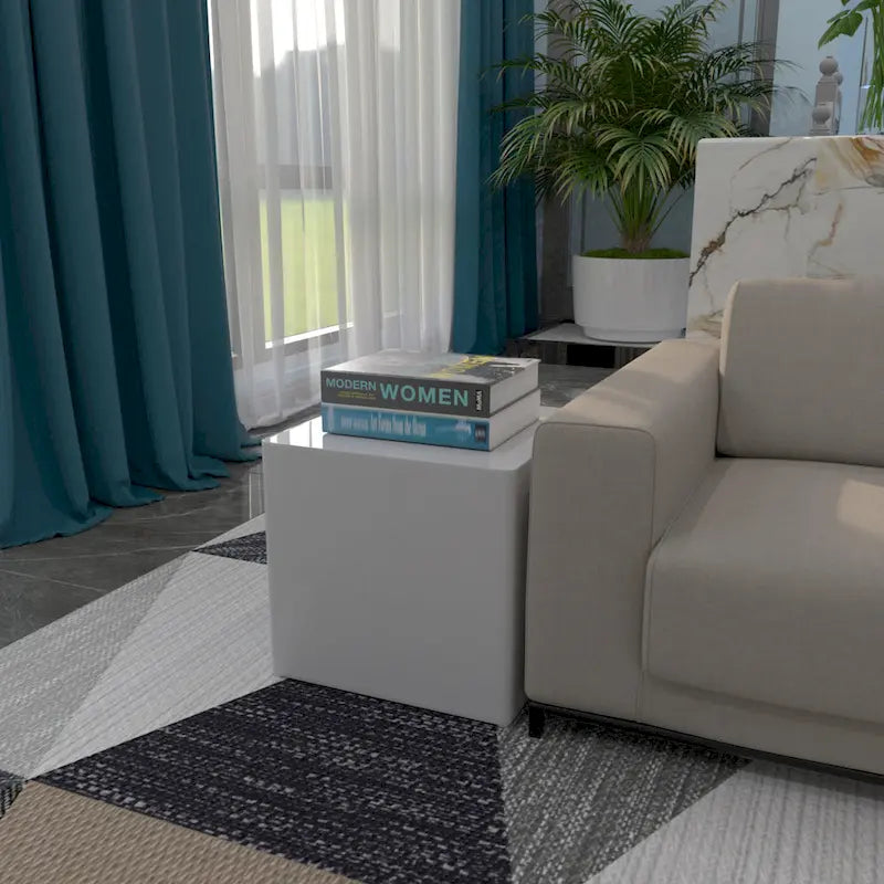 Modern Glam Square Nesting Coffee End Side Table for Living Room(Set of 2)