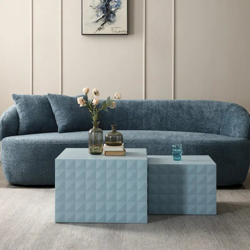 Modern Glam Square Nesting Coffee End Side Table for Living Room(Set of 2)