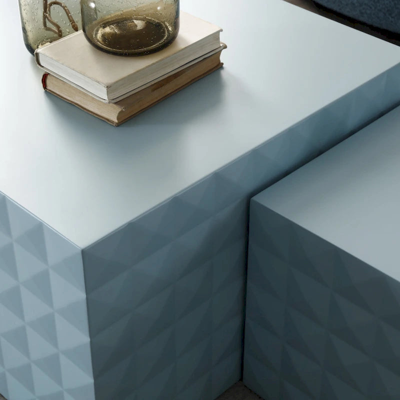 Modern Glam Square Nesting Coffee End Side Table for Living Room(Set of 2)