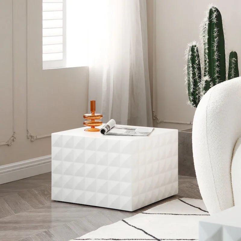 Modern Glam Square Nesting Coffee End Side Table for Living Room(Set of 2)
