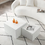 Modern Glam Square Nesting Coffee End Side Table for Living Room(Set of 2)