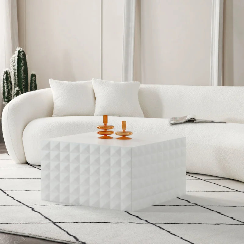 Modern Glam Square Nesting Coffee End Side Table for Living Room(Set of 2)