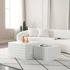 Modern Glam Square Nesting Coffee End Side Table for Living Room(Set of 2)