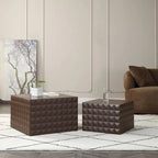 Modern Glam Square Nesting Coffee End Side Table for Living Room(Set of 2)