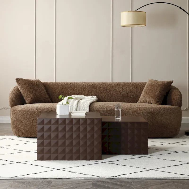 Modern Glam Square Nesting Coffee End Side Table for Living Room(Set of 2)