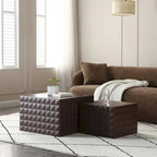 Modern Glam Square Nesting Coffee End Side Table for Living Room(Set of 2)