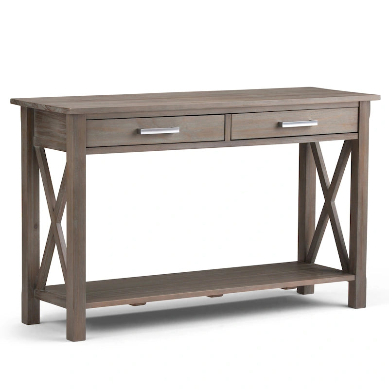 Solid Wood 47" Contemporary Console Sofa Table – 2 Drawers, Bottom Shelf
