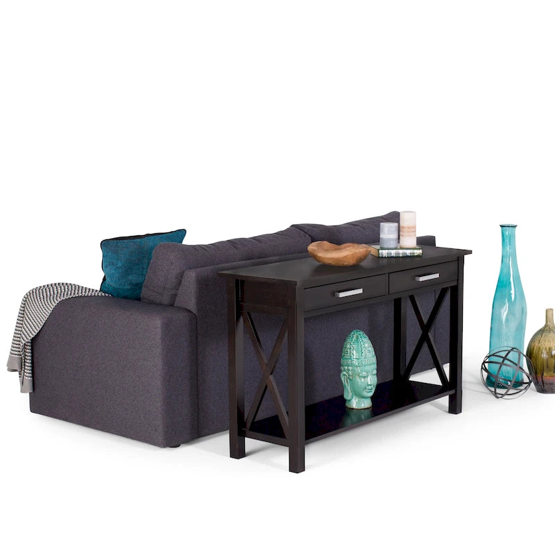 Solid Wood 47" Contemporary Console Sofa Table – 2 Drawers, Bottom Shelf