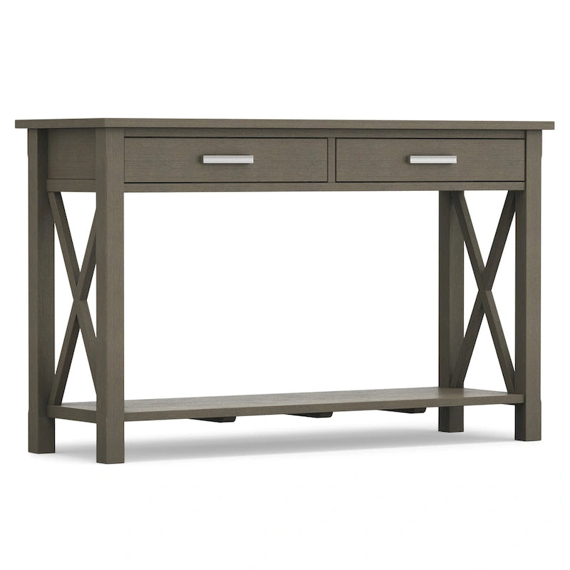 Solid Wood 47" Contemporary Console Sofa Table – 2 Drawers, Bottom Shelf