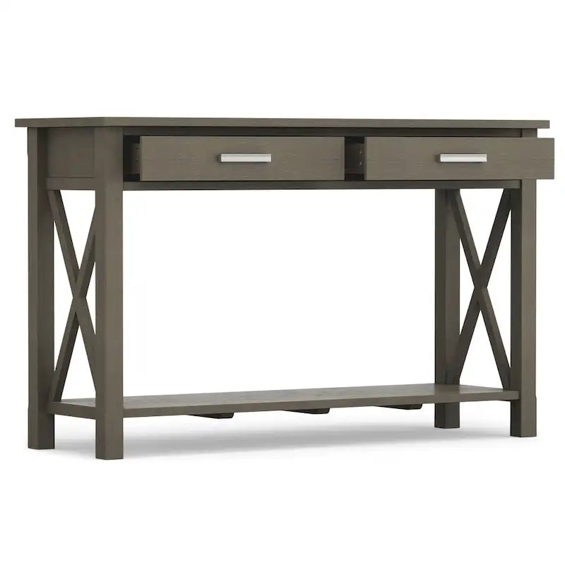 Solid Wood 47" Contemporary Console Sofa Table – 2 Drawers, Bottom Shelf
