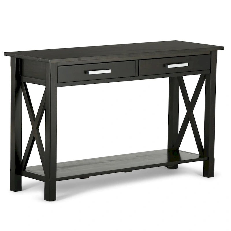 Solid Wood 47" Contemporary Console Sofa Table – 2 Drawers, Bottom Shelf