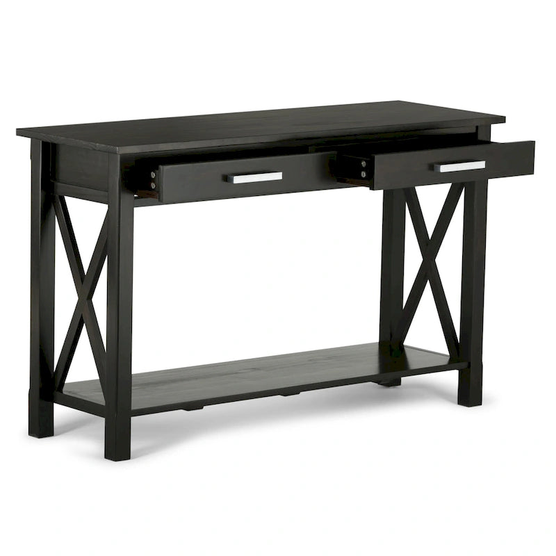 Solid Wood 47" Contemporary Console Sofa Table – 2 Drawers, Bottom Shelf