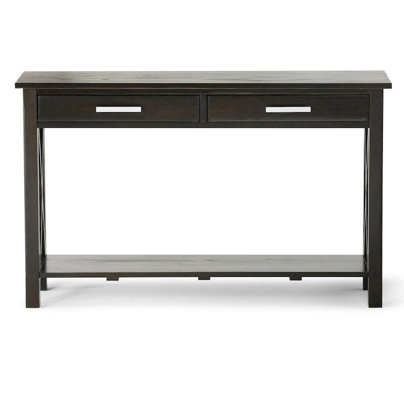 Solid Wood 47" Contemporary Console Sofa Table – 2 Drawers, Bottom Shelf