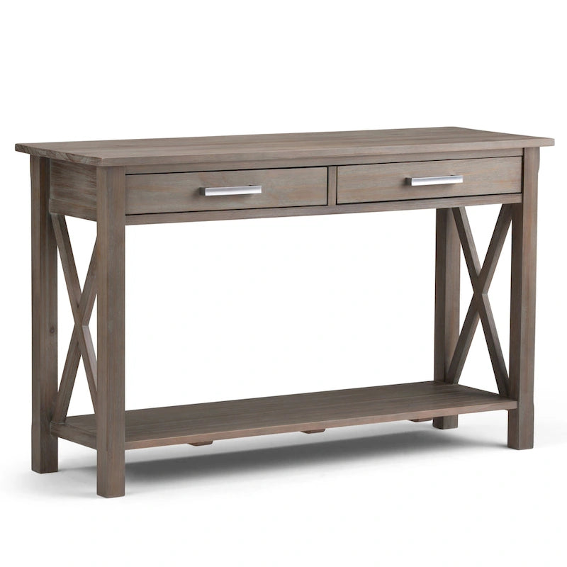 Solid Wood 47" Contemporary Console Sofa Table – 2 Drawers, Bottom Shelf