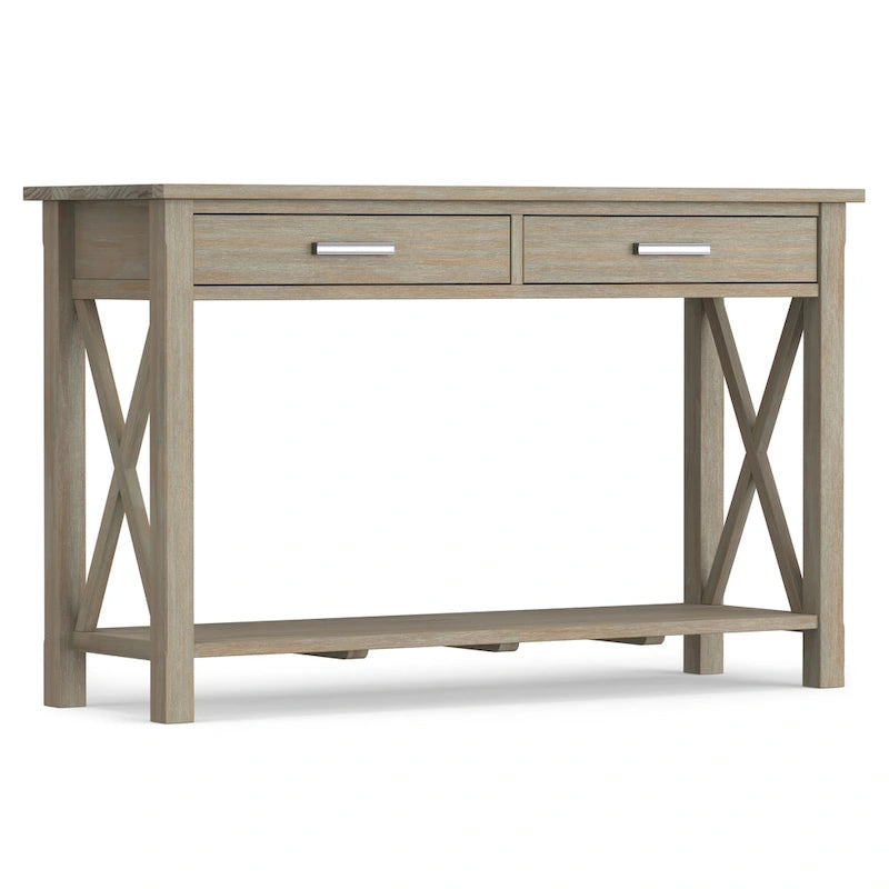 Solid Wood 47" Contemporary Console Sofa Table – 2 Drawers, Bottom Shelf