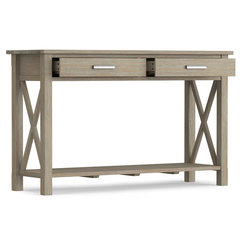 Solid Wood 47" Contemporary Console Sofa Table – 2 Drawers, Bottom Shelf