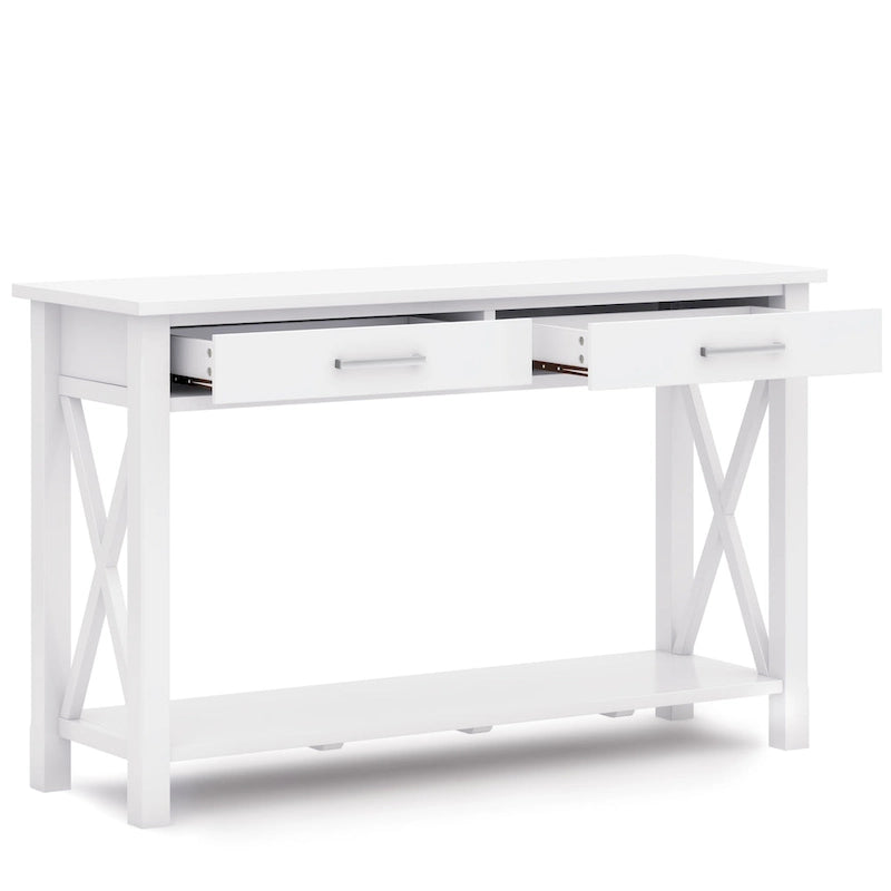 Solid Wood 47" Contemporary Console Sofa Table – 2 Drawers, Bottom Shelf