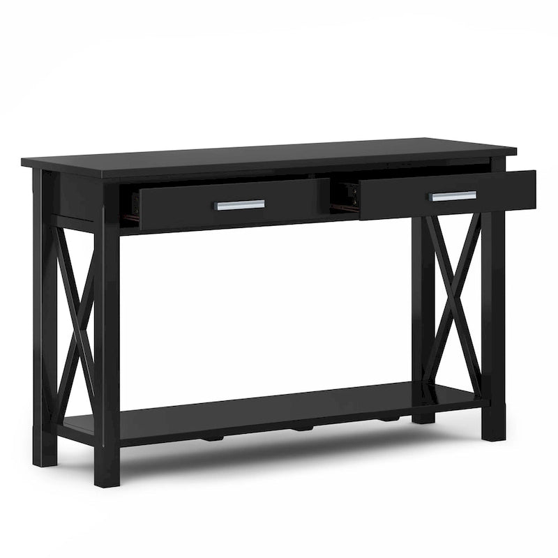 Solid Wood 47" Contemporary Console Sofa Table – 2 Drawers, Bottom Shelf