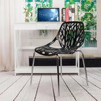 4pcs Bird's Nest Style Lounge Chair Dining Chair Black