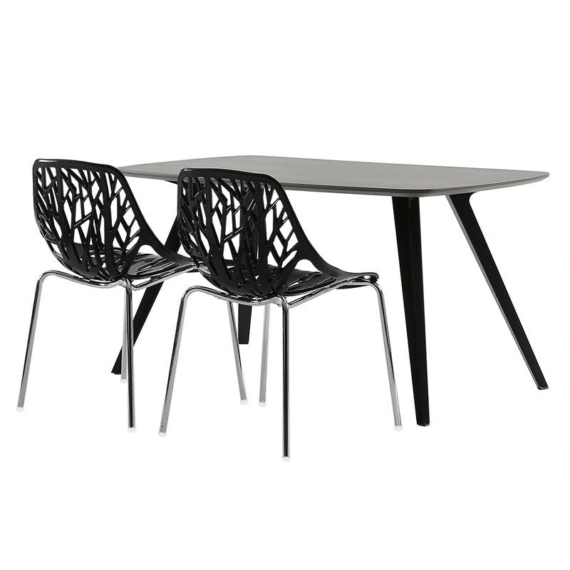 4pcs Bird's Nest Style Lounge Chair Dining Chair Black