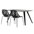4pcs Bird's Nest Style Lounge Chair Dining Chair Black
