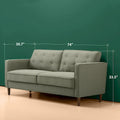Pear Green Button-Tufted 3-Seater Sofa – Foam & Spring Cushions, 750 lb