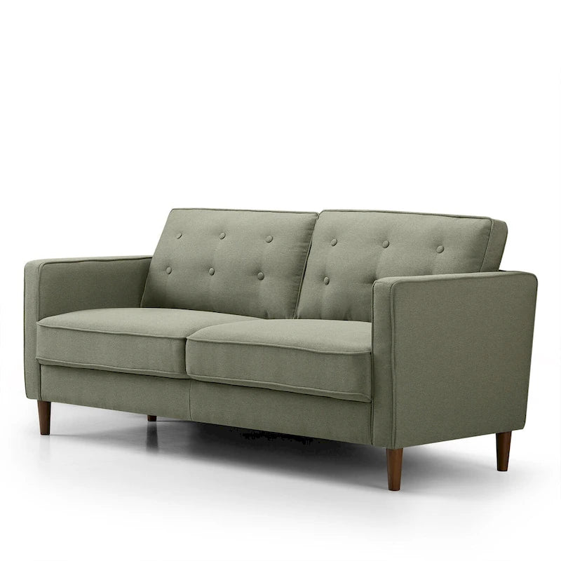 Pear Green Button-Tufted 3-Seater Sofa – Foam & Spring Cushions, 750 lb