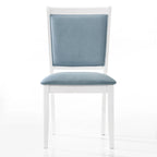 Crystal Diamond Strip Velvet Dining Chairs Set of 6 – Light Blue, White Frame